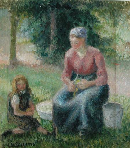 Peasant Woman and her Little Girl a Camille Pissarro