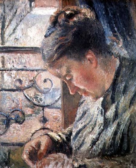 Portrait of Madame Pissarro Sewing a Camille Pissarro