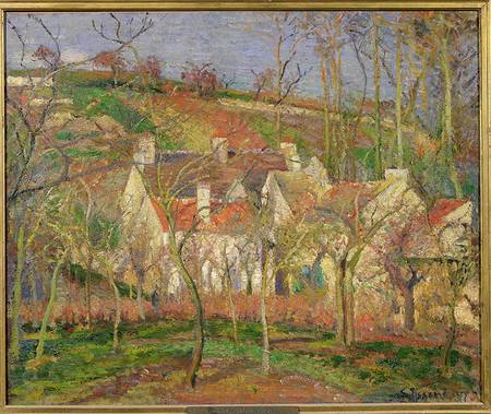 The Red Roofs, or Corner of a Village, Winter a Camille Pissarro
