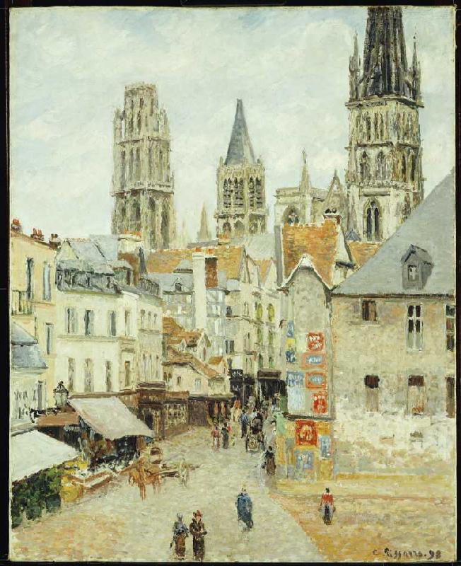 Rue de L'Epicerie in Rouen an einem bedeckten Morgen a Camille Pissarro
