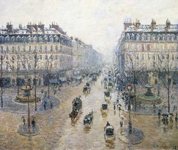 L'Avenue de l'Opéra. Snow. Morning a Camille Pissarro