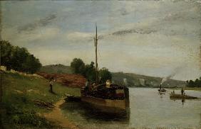 Camille Pissarro,Lastkähne auf der Seine