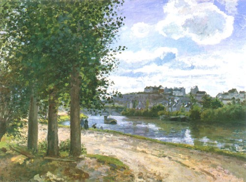 The shores of the Oise I a Camille Pissarro