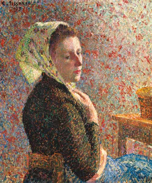 Woman wearing a green headscarf a Camille Pissarro