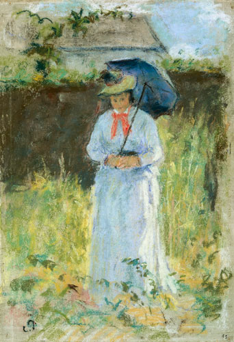 Woman with a Parasol a Camille Pissarro