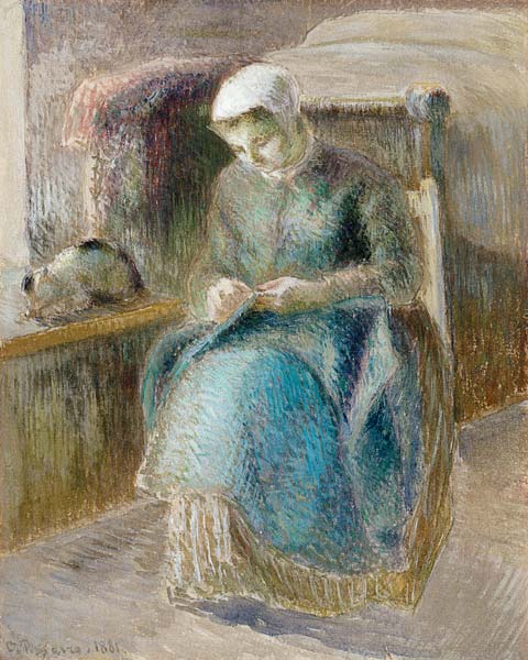 Woman Sewing a Camille Pissarro