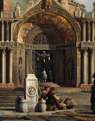 Detail of Capriccio of a Church (oil on canvas) a Canal Giovanni Antonio Canaletto