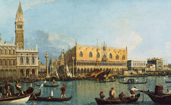 The doge palace with the Piazzetta a Canal Giovanni Antonio Canaletto