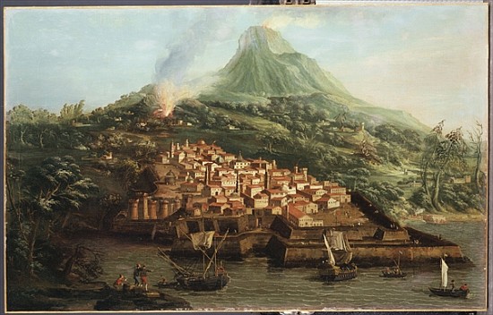 A volcanic island with a harbour and shipping (see also 335991) a Canal Giovanni Antonio Canaletto