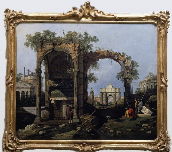 Canaletto / Capriccio and classical ruin a Canal Giovanni Antonio Canaletto