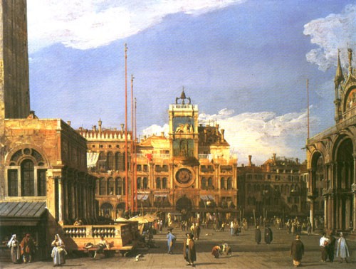 The Clocktower into The Piazza p. Marco a Canal Giovanni Antonio Canaletto