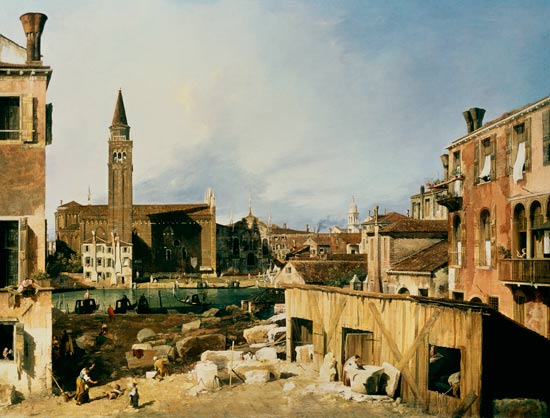 The court the stonemasons a Canal Giovanni Antonio Canaletto