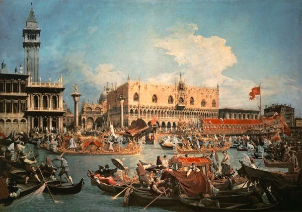 The Bucentaur in front of the doge palace a Canal Giovanni Antonio Canaletto