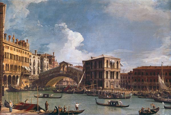 The Rialto Bridge, Venice, from the North a Canal Giovanni Antonio Canaletto