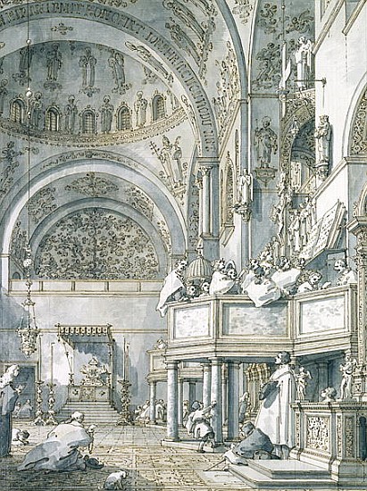 The Choir Singing in St. Mark''s Basilica, Venice a Canal Giovanni Antonio Canaletto