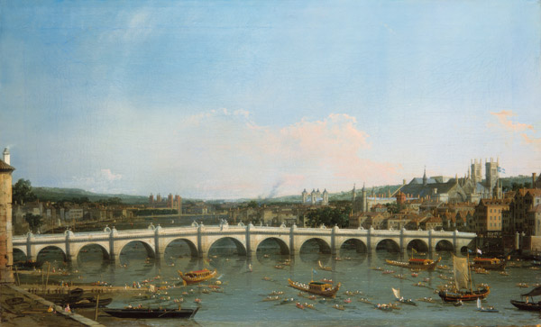 Westminster Bridge from the North with Lambeth Palace in distance a Canal Giovanni Antonio Canaletto