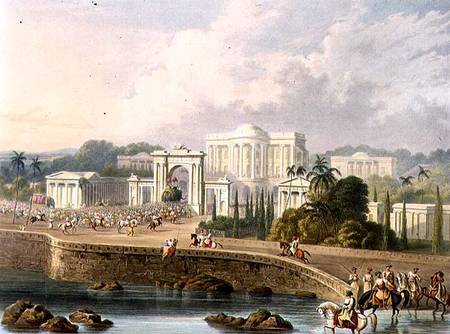 The British Residency at Hyderabad in 1813, from Volume II of 'Scenery, Costumes and Architecture of a Captain Robert M. Grindlay