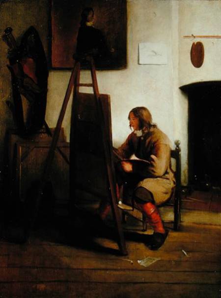 An artist in his studio a Carel Fabritius