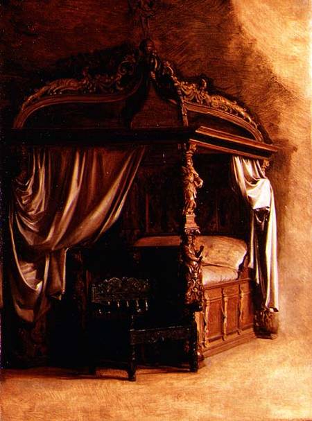 The Royal Bed of King Christian IV of Denmark (1577-1648) a Carl Bloch