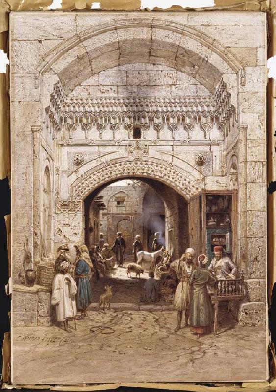 Araber in einer Gasse in Kairo. a Carl Friedr.Heinrich Werner