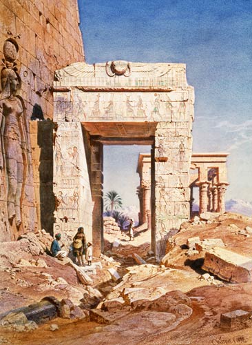 Doorway from Temple of Isis to temple called Bed of the Pharaohs, Island of Philaea, Egypt a Carl Friedr.Heinrich Werner