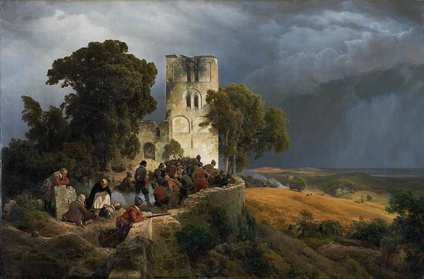 Die Belagerung (Verteidigung eines Kirchhofs im Dreißigjährigen Krieg) a Carl Friedrich Lessing
