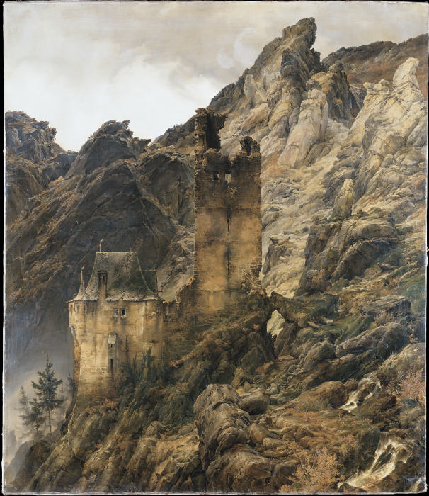 Rocky Landscape: Gorge with Ruins a Carl Friedrich Lessing