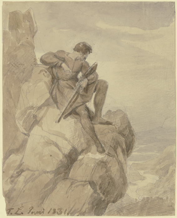Jäger (Räuber) in den Bergen a Carl Friedrich Lessing