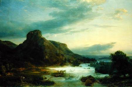 Mountains in an Evening Mist a Carl Friedrich Lessing