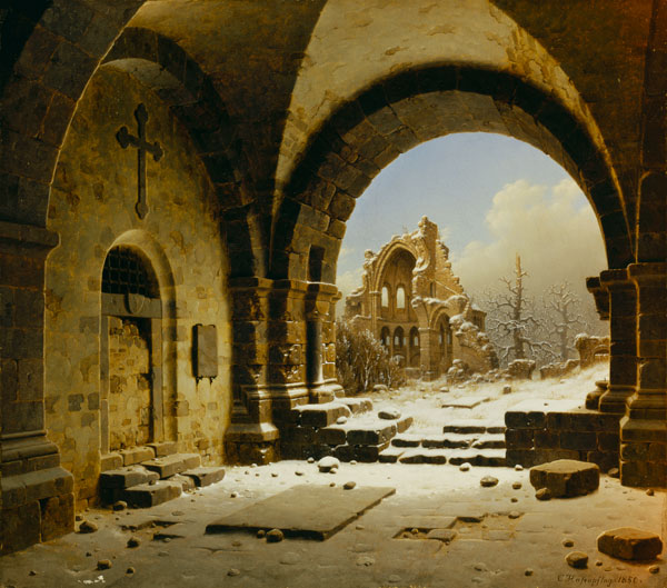 Cloister Ruins in Winter a Carl Georg Hasenpflug