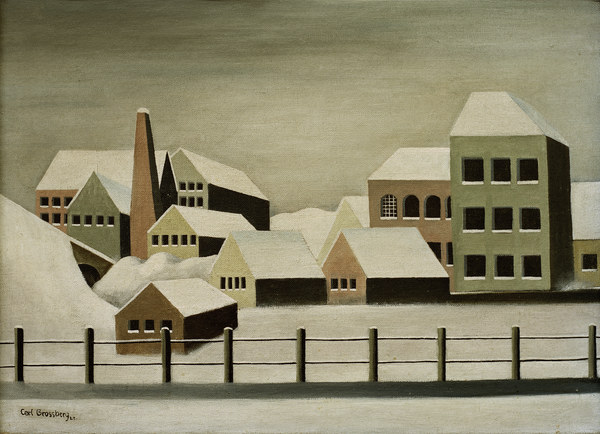 Fabriklandschaft im Schnee, 1923. a Carl Grossberg
