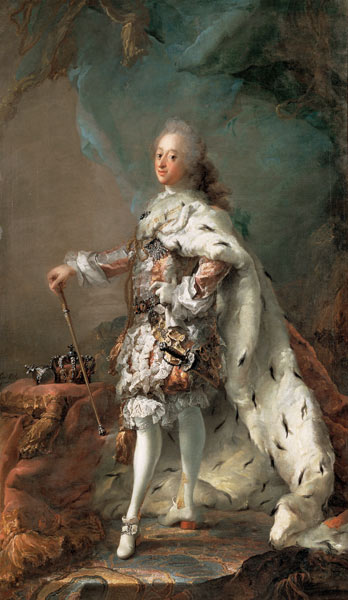 Portrait of Frederik V (1723-1766) in Anointment Robe a Carl Gustaf Pilo