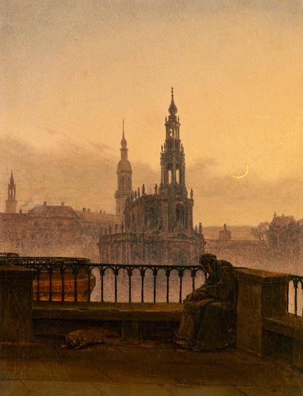 Look at Dresden with crescent moon a Carl Gustav Carus