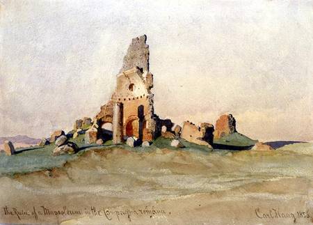 The Ruin of a Mausoleum in the Roman Countryside a Carl Haag