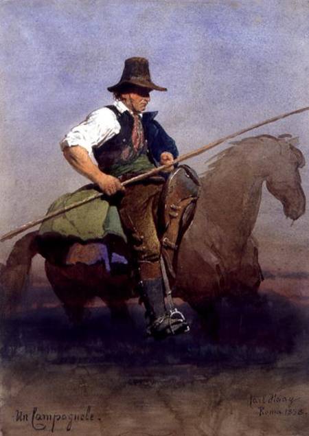 'Un Campagnole', a Roman peasant on horseback a Carl Haag