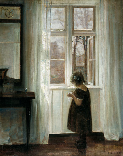 Little girl at a window a Carl Holsoe
