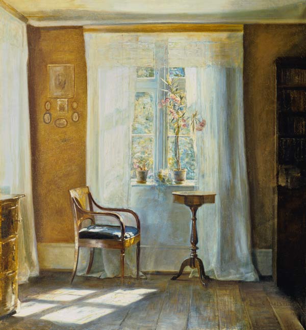 Window seat in the house of the artist in Lyngby. a Carl Holsoe