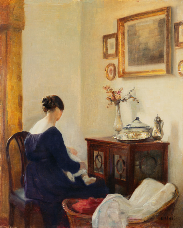 Mother and child in an interior a Carl Holsoe