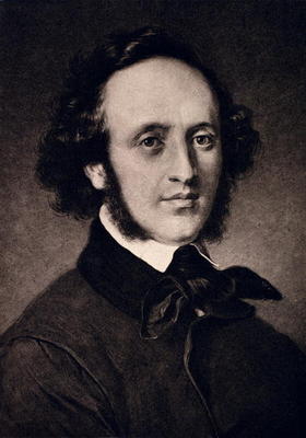 Portrait of Felix Mendelssohn (1809-47) engraved by F. Bruckmann (engraving) a Carl Jaeger