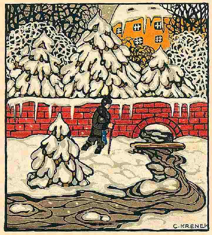 Merry Christmas! Christmas card of the Wiener Werkstätten, No. 763 a Carl Krenek