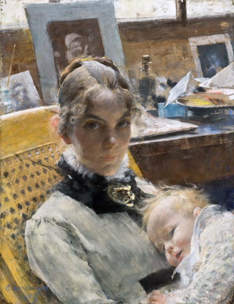 A Studio Idyll: The Artist's Wife and their Daughter Suzanne a Carl Larsson
