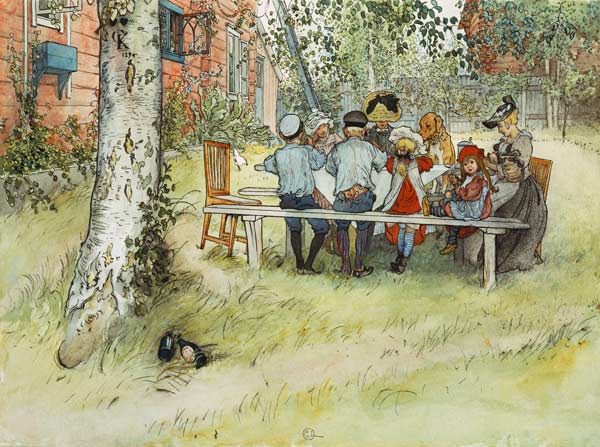Breakfast under the Big Birch, from 'A Home' series a Carl Larsson