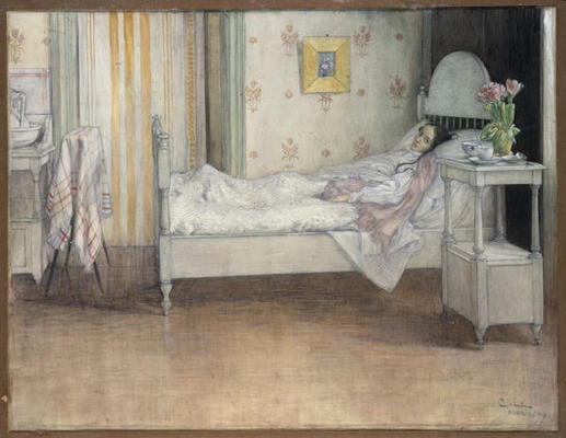 Convalescence, c.1899 (w/c on paper) a Carl Larsson