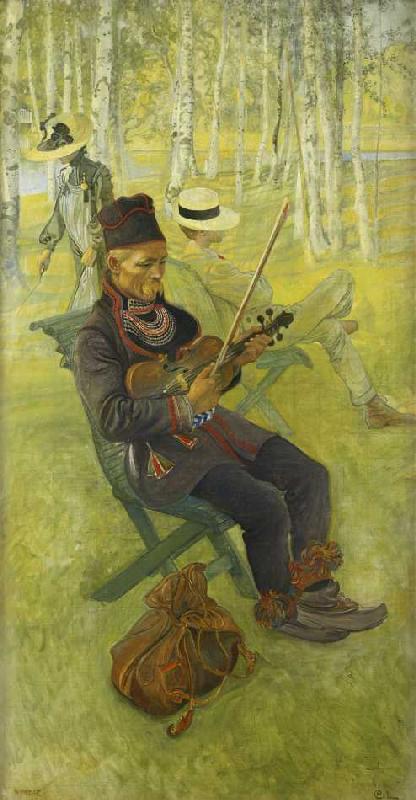 Der Lappe. 1910 (Studie für 'Zwischen weißen Baumstämmen'. Dargestellt sind die Frau des Künstlers u a Carl Larsson