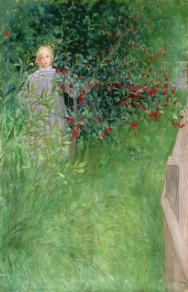 In the rose hip hedge a Carl Larsson