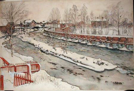 The Timber Chute, Winter Scene, from 'A Home' series a Carl Larsson