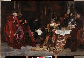 The Emperor Maximilian receives the Venetian Ambassadors in Verona