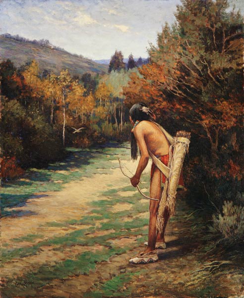 Taos Hunter (oil on canvas) a Carl Moon
