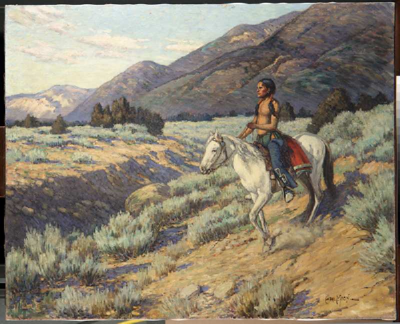 Scout, Taos Valley, New Mexico (oil on canvas) a Carl Moon