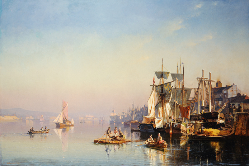 Fischerboote und Kähne auf der Themse bei Greenwich. a Carl Neumann